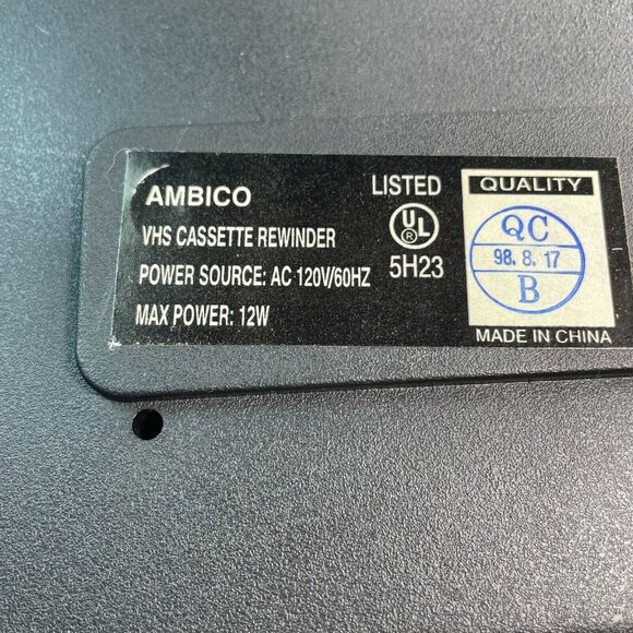 VHS Video Cassette Rewinder Emerson RW5201 Slim Line One Way Black u - Picture 3 of 5